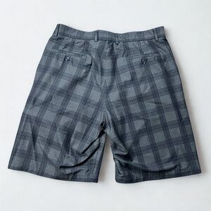 Pebble Beach Shorts Mens Sz 38 Grey Plaid Performance Flat Front 10" Golf Chinos